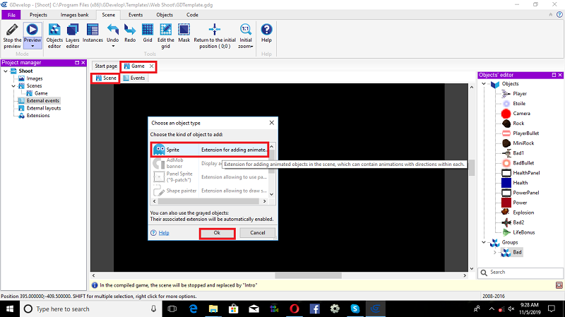 2D Air Force Combat Game Using gdevelop Engine